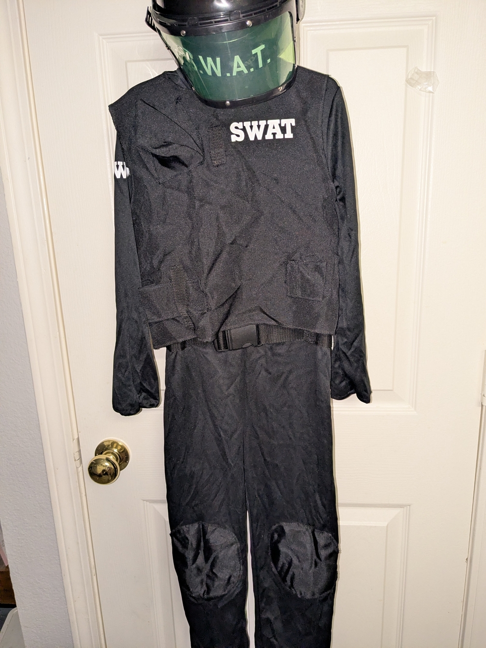 SWAT Costume Set with Helmet Visor - Black Youth Size 8 Medium